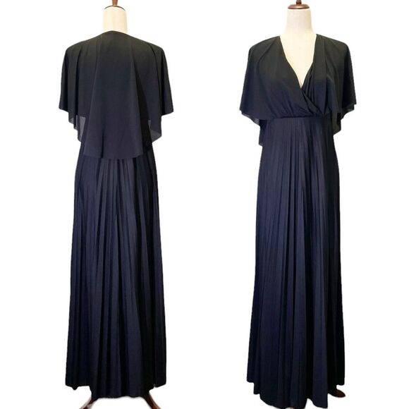 NWT ASOS Maternity Black Cape Back Pleated Long Maxi Dress Women’s Size 4 NEW - Picture 1 of 16